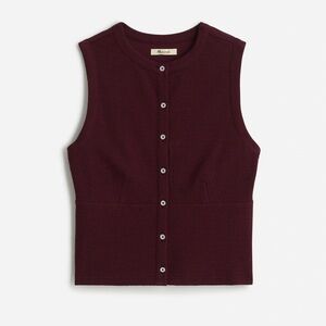 Madewell: Split-Crewneck Cardigan Tank in dark burgundy
